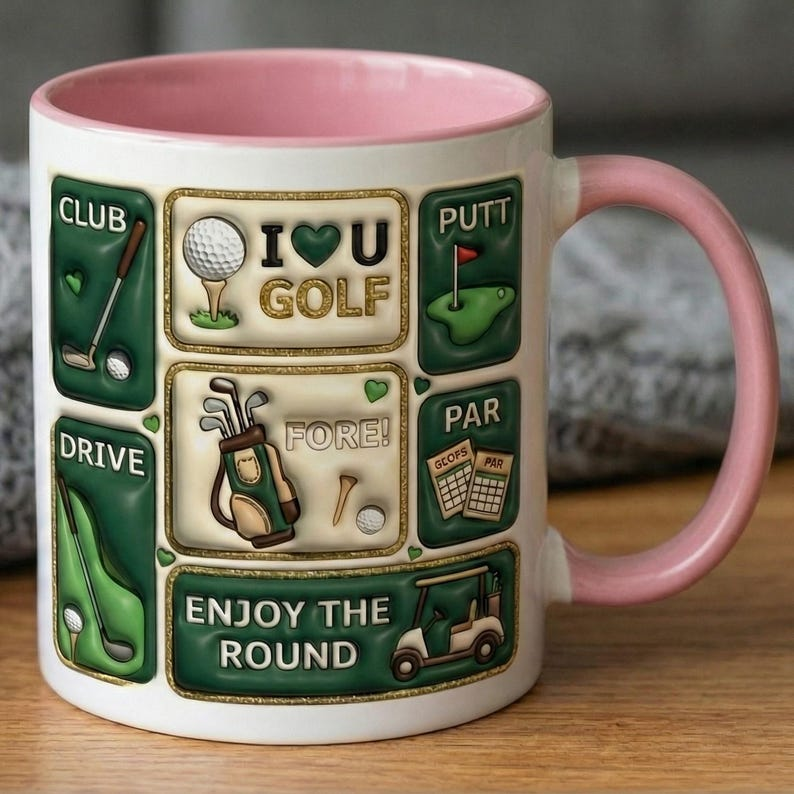Golf Lover Coffee Mug, I Love Golf Mug, Funny Golf Mug, Golf Player Gift, Enjoy The Round Mug, Gift for Golfers