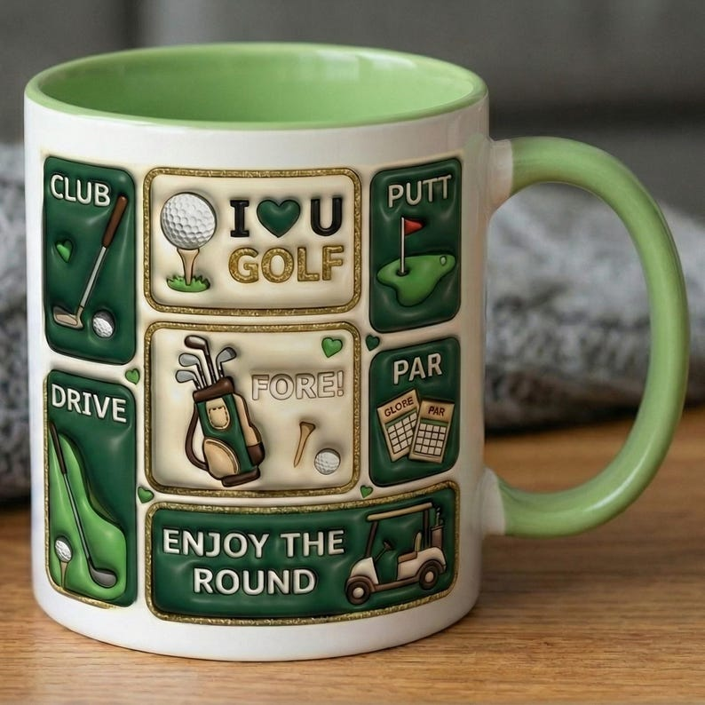 Golf Lover Coffee Mug, I Love Golf Mug, Funny Golf Mug, Golf Player Gift, Enjoy The Round Mug, Gift for Golfers