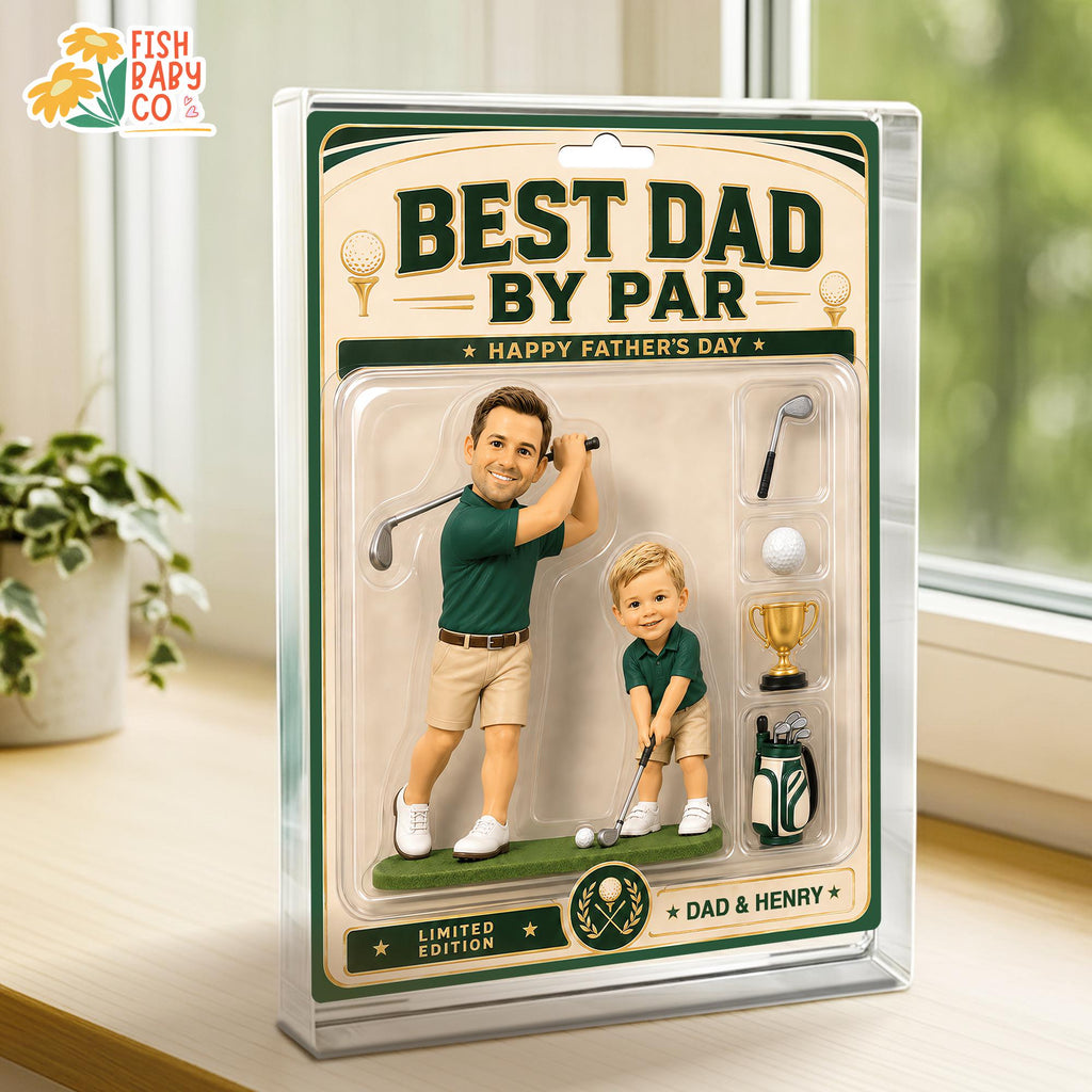 Personalized Golf Dad Acrylic Block, Custom Dad And Kids Photo Sign, Best Dad By Par, Golfing Gift for Dad, Father's Day Gift for Golf Lover