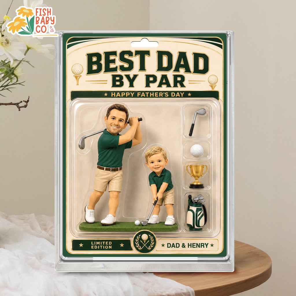 Personalized Golf Dad Acrylic Block, Custom Dad And Kids Photo Sign, Best Dad By Par, Golfing Gift for Dad, Father's Day Gift for Golf Lover