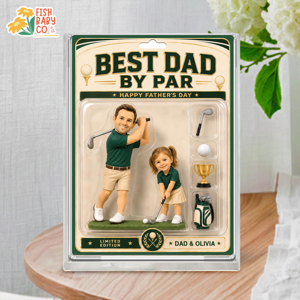 Personalized Golf Dad Acrylic Block, Custom Dad And Kids Photo Sign, Best Dad By Par, Golfing Gift for Dad, Father's Day Gift for Golf Lover