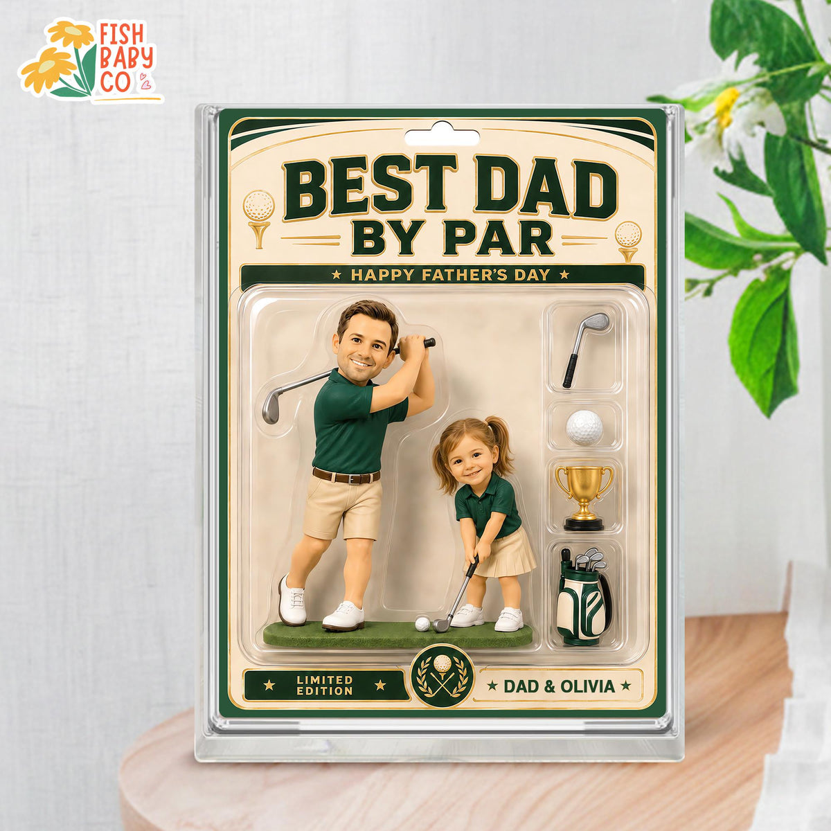 Personalized Golf Dad Acrylic Block, Custom Dad And Kids Photo Sign, Best Dad By Par, Golfing Gift for Dad, Father's Day Gift for Golf Lover