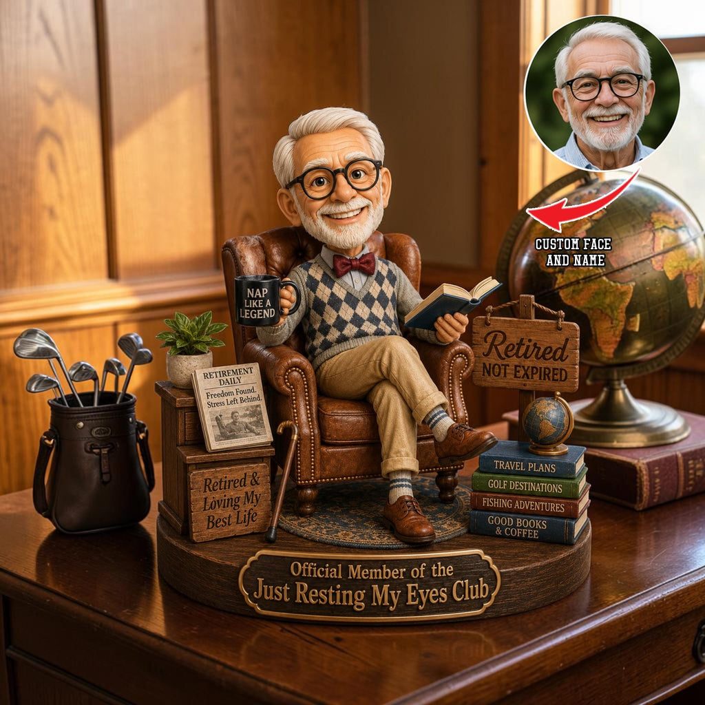Personalized Retirement Statue, Custom Desk Decor, Grandfather Present, Man Cave Acrylic Keepsake