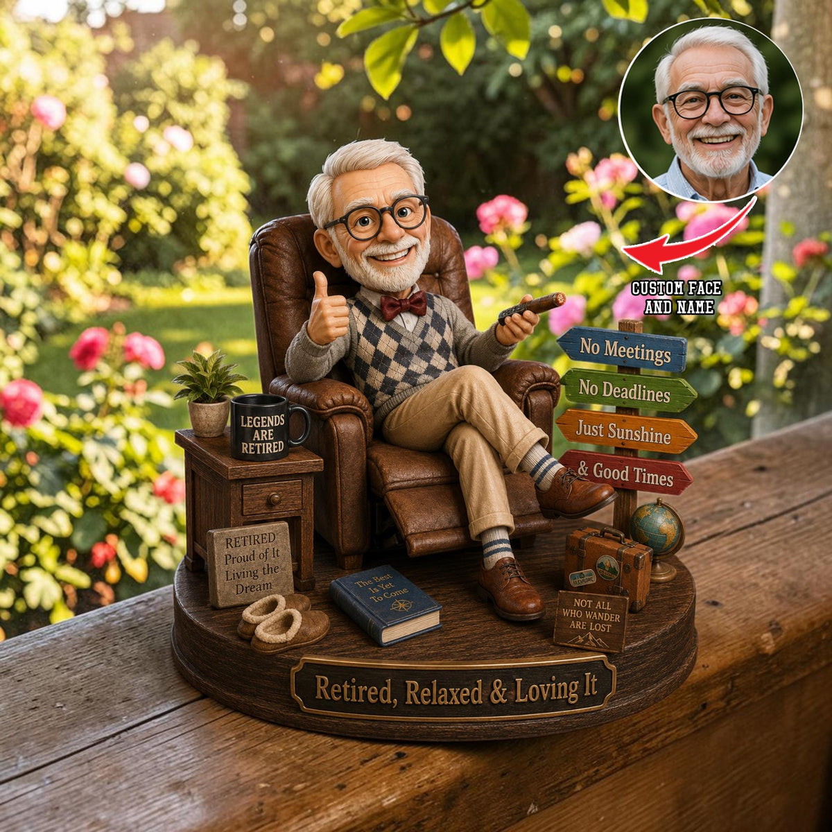Personalized Retirement Statue, Custom Desk Decor, Grandfather Present, Man Cave Acrylic Keepsake