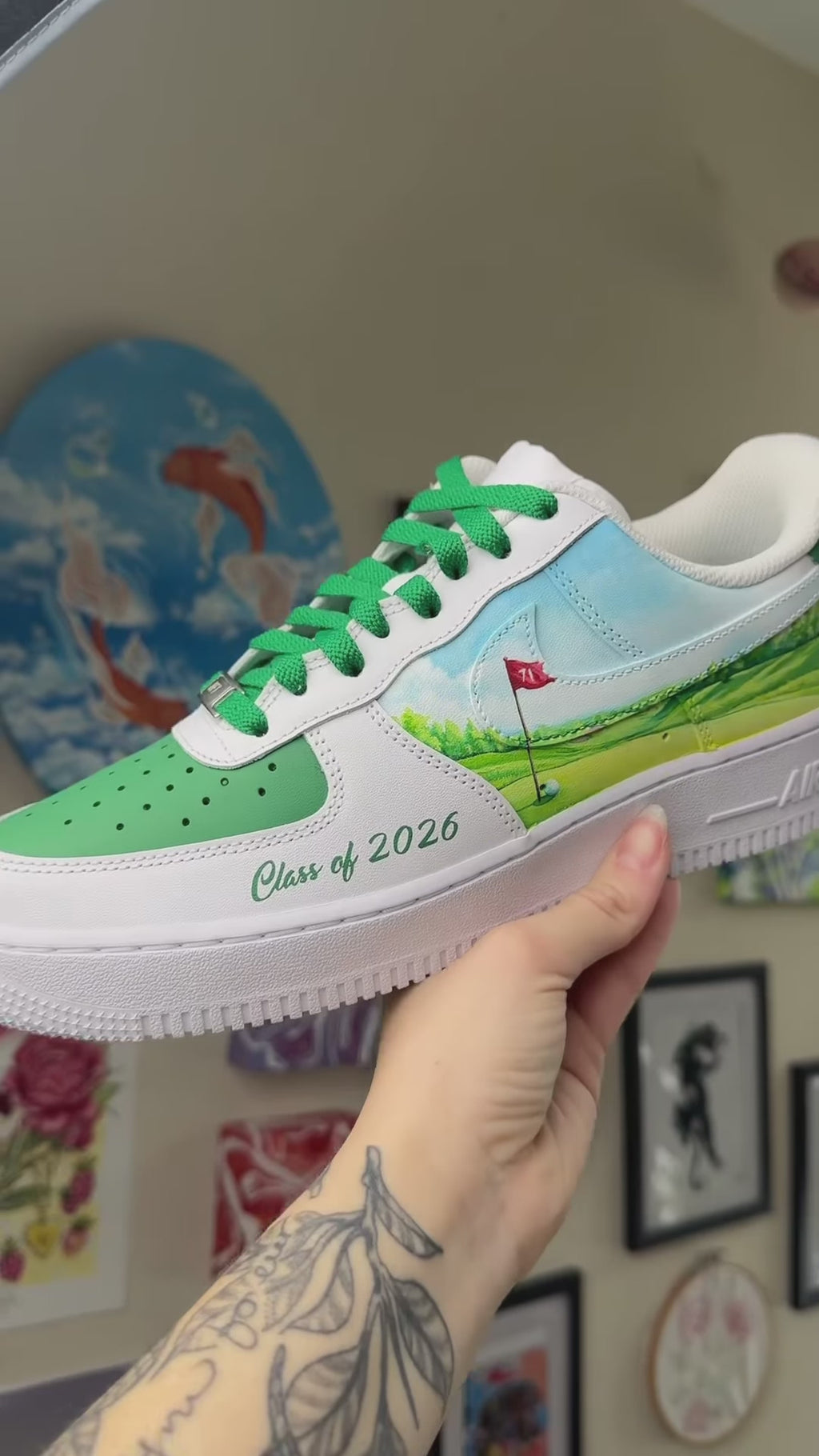 Personalized Golf Course Custom Sneakers, Green Fairway Golf Shoes with Name for Men & Women, Golf Inspired Shoes, Gift for Golf Lovers SHGTP11