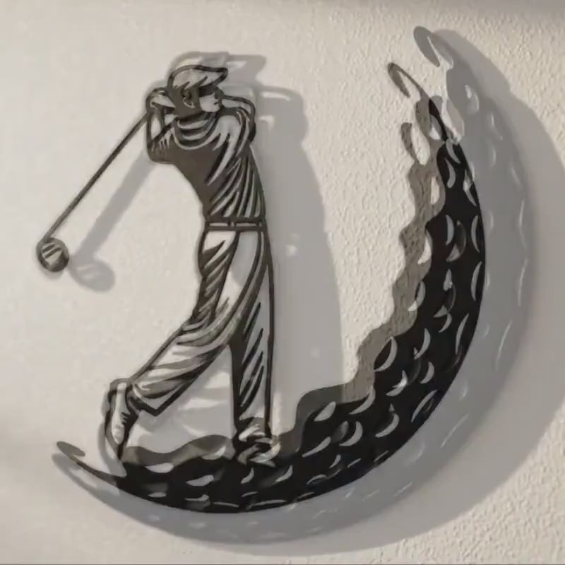 Golf Metal Wall Art, Golfer Silhouette Decor, Sports Lover Gift Moon Art. MWAGTP17